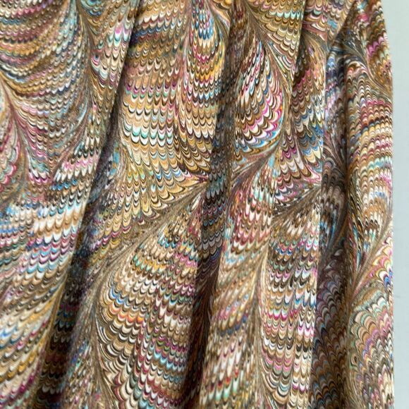 VTG 80s Castleberry Marbled Satin Blouse Pleated Knit Skirt Set M/L USA - Picture 3 of 12